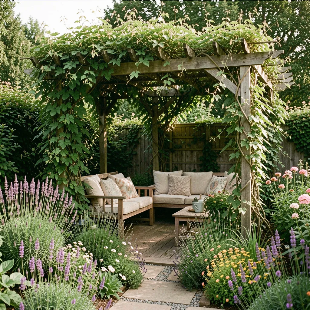 Private garden design with natural landscaping