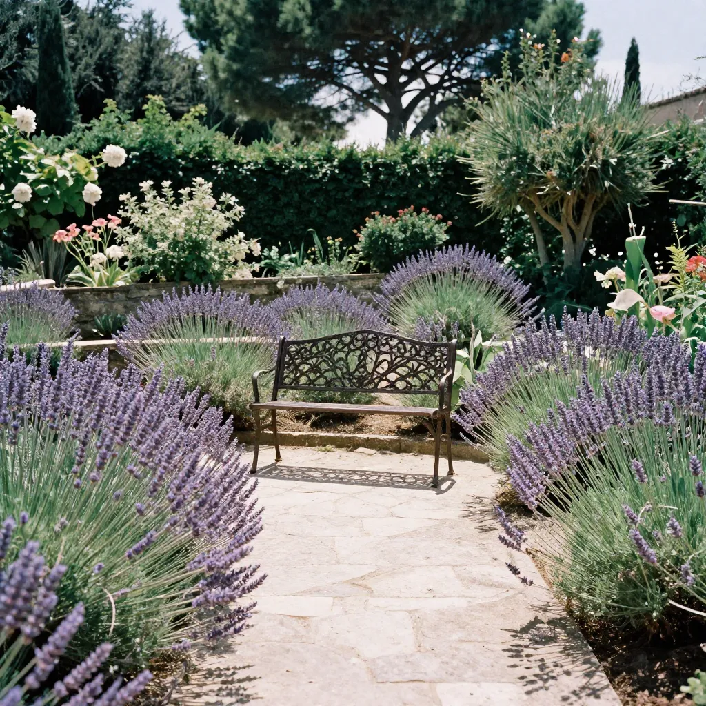 Terraced private garden with structured design